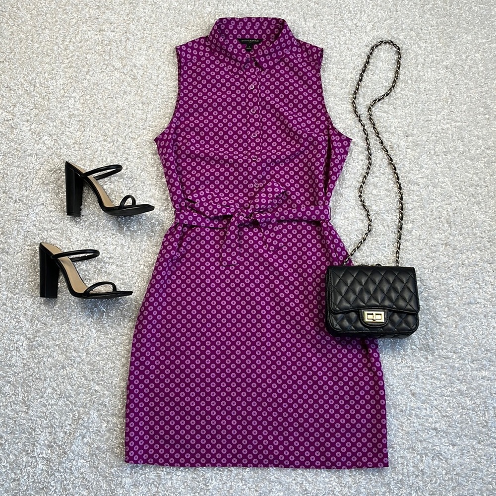 Banana republic purple sleeveless printed shirt dress